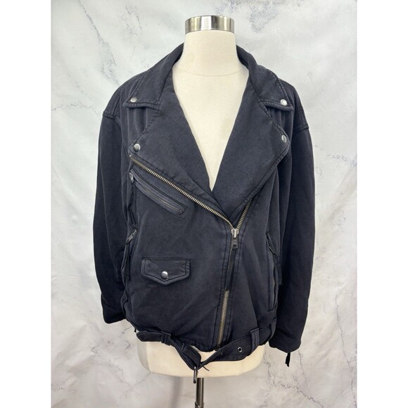 Free People Rebel Knit Moto Jacket XS zipup Black Grunge oversize We The Free - Picture 13 of 16